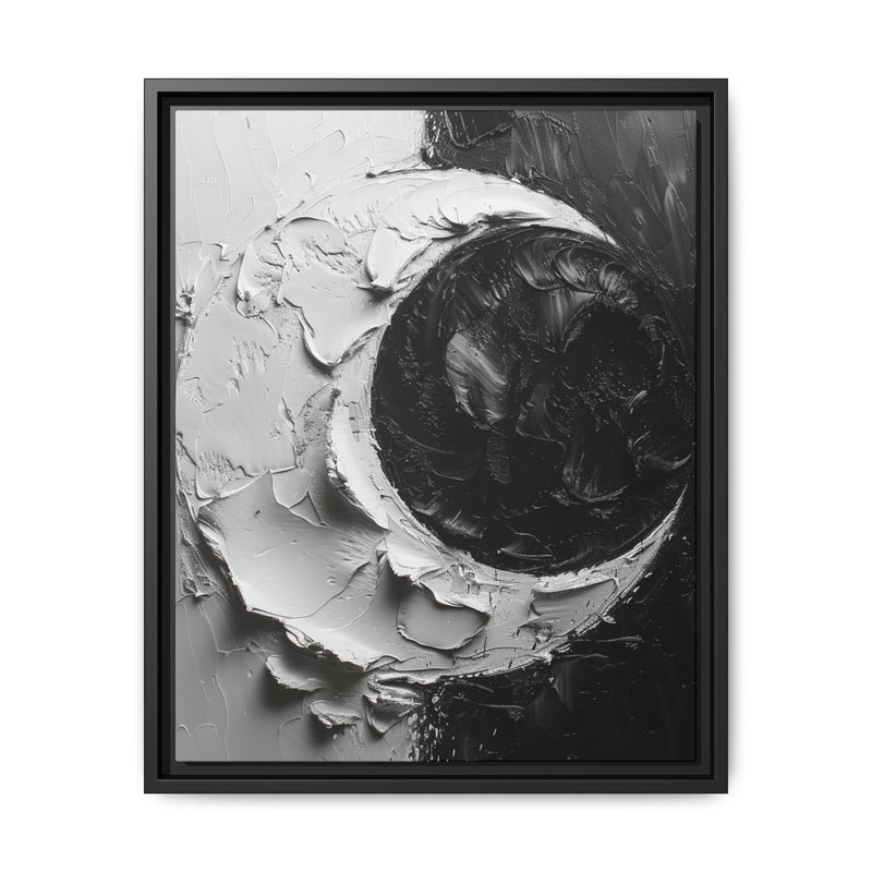 Yin-Yang Monochrome Swirl - Abstract Oil Impasto Fine Art Print