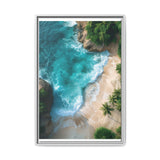 Golden Hour Tropical Beach Aerial View - Vibrant 4K Wall Art
