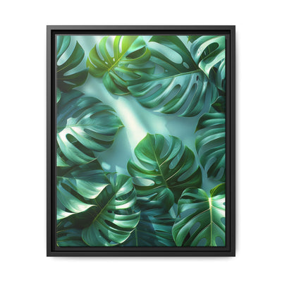 Floating Monstera Leaves Art Print - Serene Nature Illustration