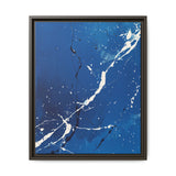 Dynamic Pollock-Inspired White Splatter on Blue - Fine Art Print