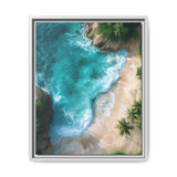 Golden Hour Tropical Beach Aerial View - Vibrant 4K Wall Art