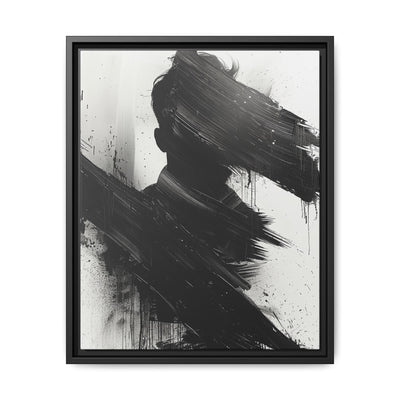 Abstract Brushwork Contrast - Bold Black on Gray Fine Art Print