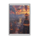Twilight Steampunk Cityscape: Copper Gears & Airship Elegance Print