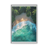 Tropical Serenity: Golden Hour Beach Aerial View - Fine Art Print