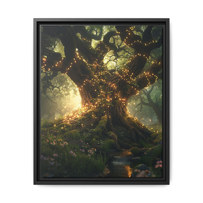 Enchanted Forest Whimsy: Mystic Oak & Fairy Lights Art Print
