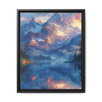 Golden Hour Serenity: Mountain Lake Mist - Museum Quality Print