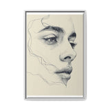 Japandi Minimalist Line Art Portrait - Monochrome Ink on Museum Paper