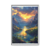 Golden Hour Serenity: Mountains & Mist - Premium Art Print