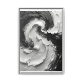 Monochrome Yin-Yang Swirls: Abstract Impasto Art Print