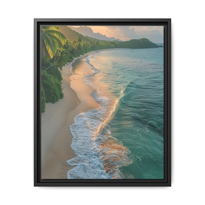 Golden Hour Serenity: Vibrant Tropical Beach Aerial View Print