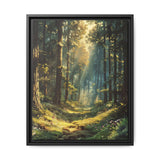 Enchanted Forest Canopy: Sunlight & Mist Watercolor Art Print