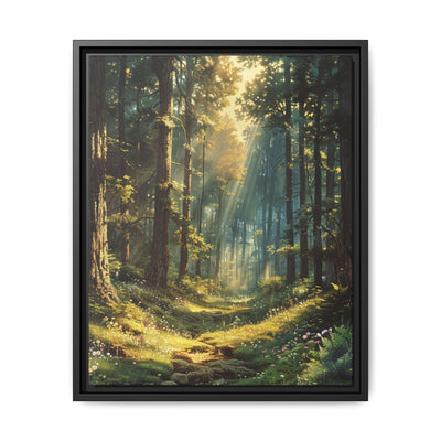 Enchanted Forest Canopy: Sunlight & Mist Watercolor Art Print