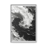 Yin-Yang Abstract Impasto Swirl Fine Art Print - Monochrome Elegance