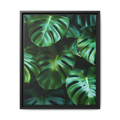 Floating Monstera Leaves Art Print - Minimalist Nature Illustration