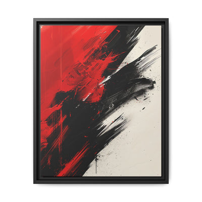 Abstract Chaos: Red & Black Brushstrokes on White - Premium Art Print