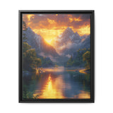 Golden Hour Majesty: Towering Mountains & Crystal Lake Art Print