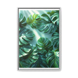 Floating Monstera Leaves Art Print - Serene Nature Illustration