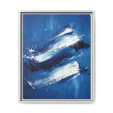 Pollock-Inspired White Splatter on Blue - Abstract Art Print