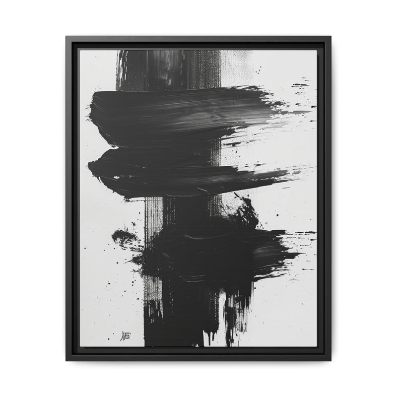 Abstract Elegance: Dynamic Black & White Brush Stroke Art Print