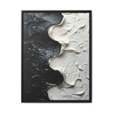 Monochrome Yin-Yang Impasto Swirl - Abstract Art Print