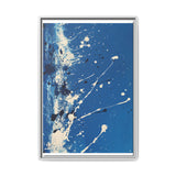 Blue Essence Abstract - Pollock-Inspired White Splatter Art Print