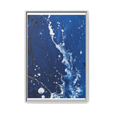 Expressionist Splendor: White on Blue - Pollock-Inspired Art Print