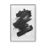 Abstract Dynamic Energy - Black & White Brush Stroke Art Print