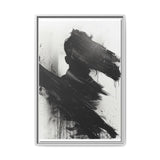 Abstract Brushwork Contrast - Bold Black on Gray Fine Art Print