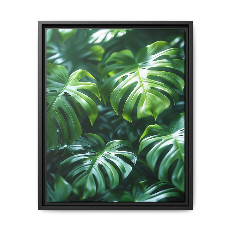 Floating Monstera Leaves - Serene Botanical Art Print