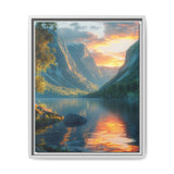 Golden Hour Majesty: Serene Lake & Mountain Scene Art Print