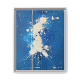 Pollock-Inspired White Chaos on Blue - Abstract Art Print