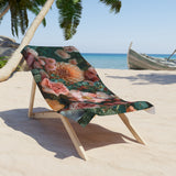 Vintage Floral Elegance Beach Towel - Soft Pink & Sage Tones