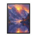 Golden Hour Serenity: Majestic Mountains & Misty Lake Art Print