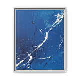 Dynamic Pollock-Inspired White Splatter on Blue - Fine Art Print