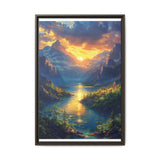 Golden Hour Serenity: Mountains & Mist - Premium Art Print