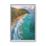 Golden Hour Tropical Beach - Vibrant Aerial Art Print