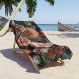 Vintage Floral Elegance Beach Towel - Soft Pink & Sage Tones