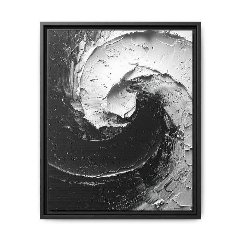 Yin Yang Serenity - Abstract Monochrome Oil Canvas Art