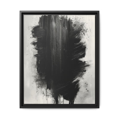 Abstract Elegance: Bold Black Strokes on Light Gray - Fine Art Print