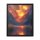 Golden Hour Serenity: Majestic Mountain & Lake Art Print
