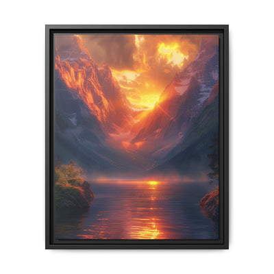 Golden Hour Serenity: Majestic Mountain & Lake Art Print