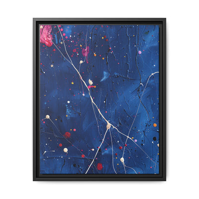 Jackson Pollock-esque Abstract White on Blue Art Print