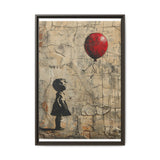 Urban Innocence: Child with Red Balloon - Banksy-Style Art Print