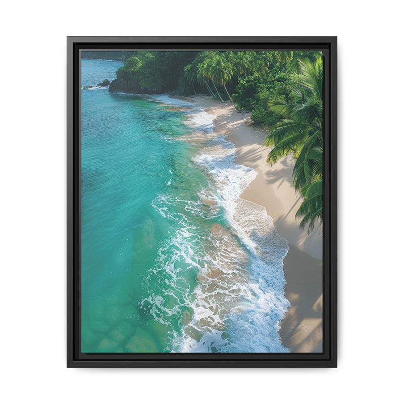 Tropical Serenity: Golden Hour Beach Aerial - Premium Art Print