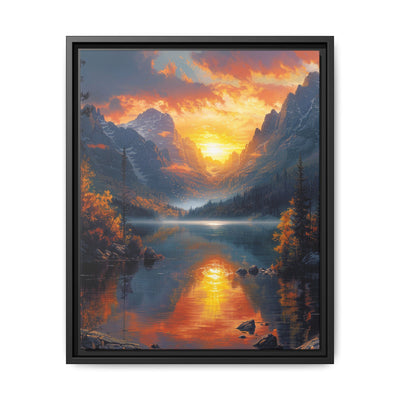 Golden Hour Serenity: Majestic Mountains & Crystal Lake Art Print