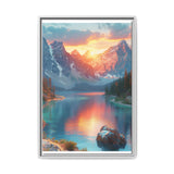 Golden Hour Serenity: Breathtaking Mountain & Lake Canvas Print