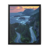 Coastal Serenity: BC Highway Sunset Bird's-Eye View Print