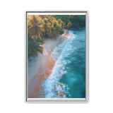 Golden Hour Tranquility: Tropical Beach Aerial View Art Print