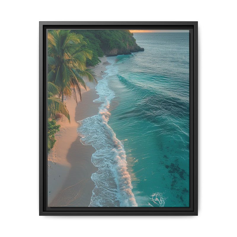 Tropical Serenity at Golden Hour - Vibrant Beach Aerial View Print