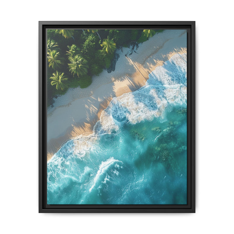 Golden Hour Bliss: Vibrant Tropical Beach Aerial Art Print
